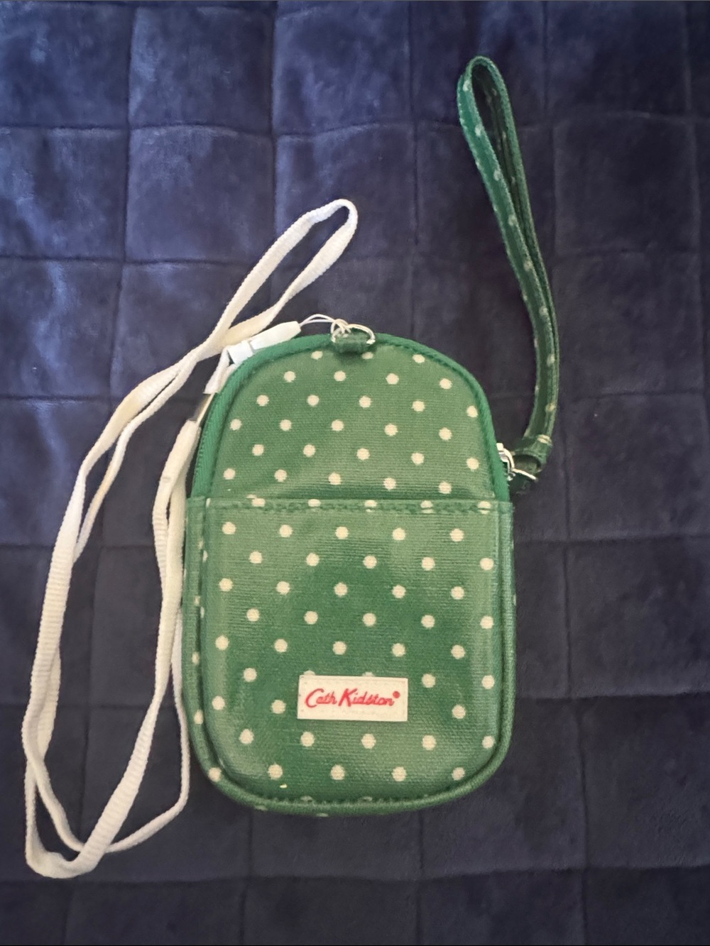 Cath Kidston Green and White Polka Dot Crossbody Wristlet